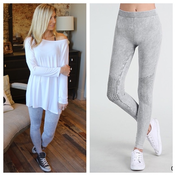 NWOT: Gray vintage knee shirring leggings - Picture 1 of 1